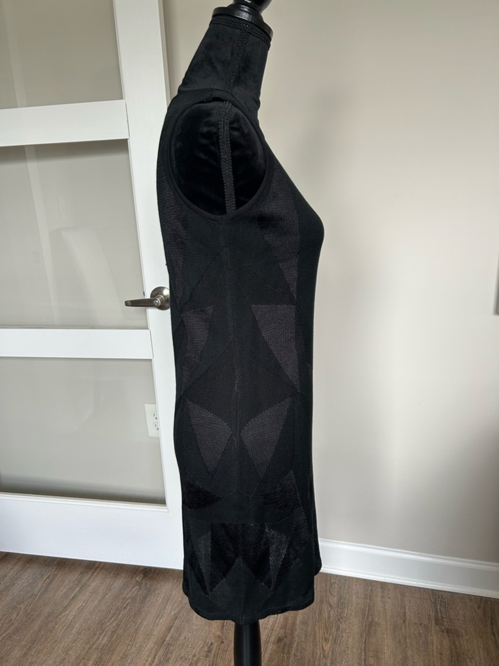 Ming Wang Black Sheer Panel Knit Sleeveless Dress